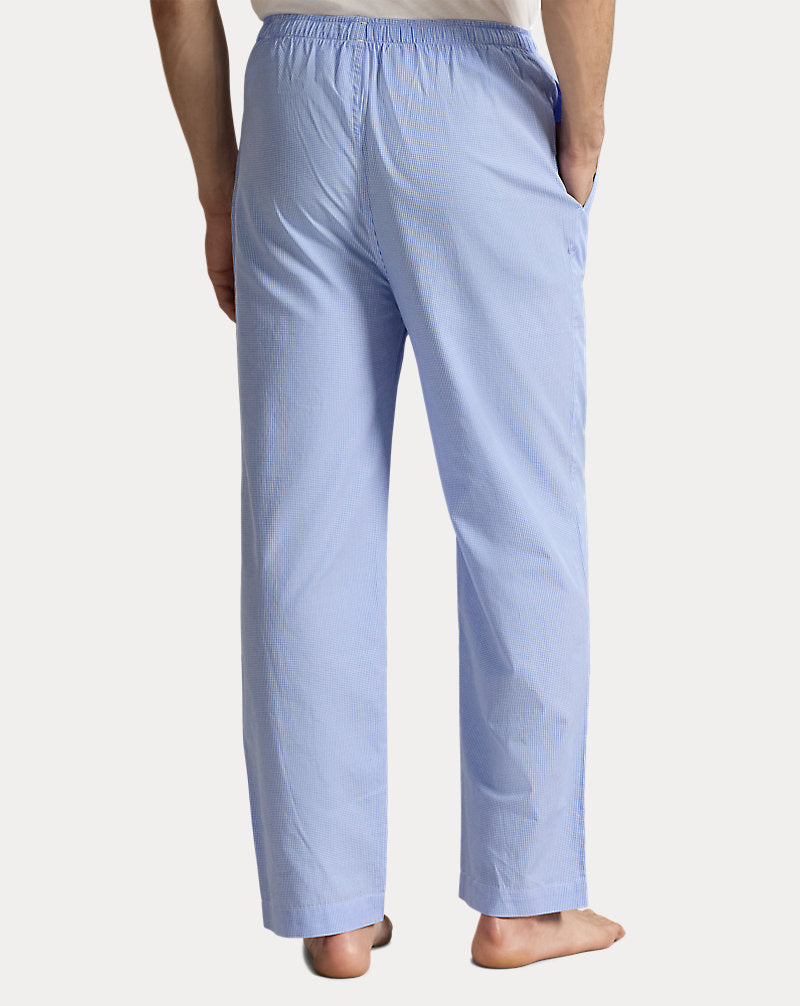 Gingham Cotton Sleep Trouser Lt Blue Mini Gingham