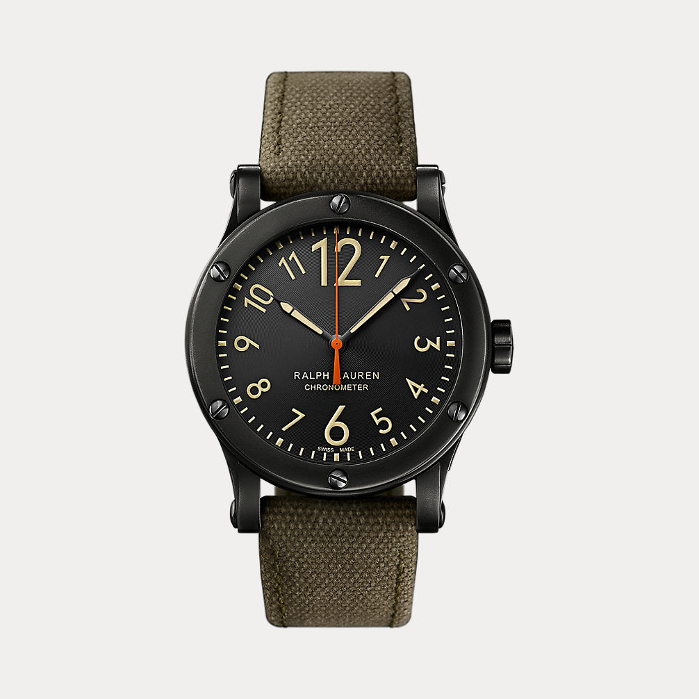 39 MM Chronometer Steel Black Safari