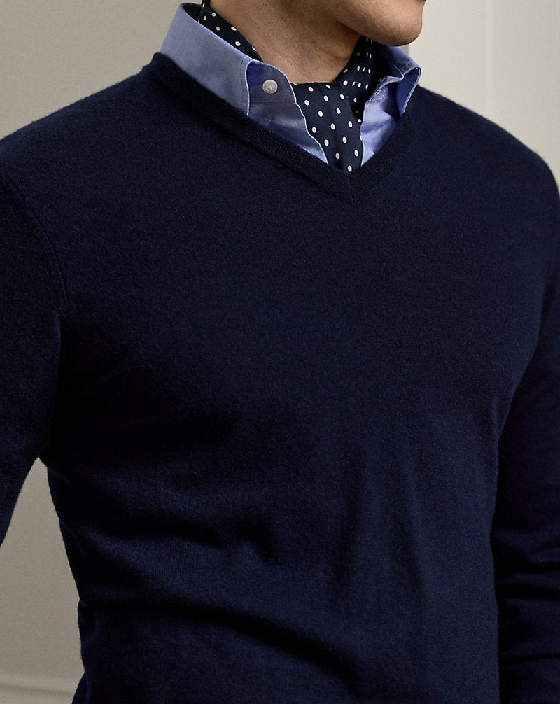 Cashmere V-Neck Jumper Classic Chairman Navy