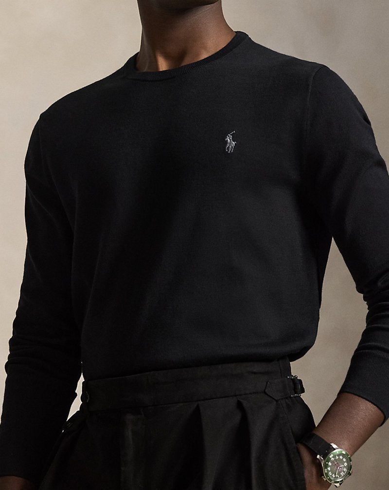 Slim Fit Cotton Sweater Black