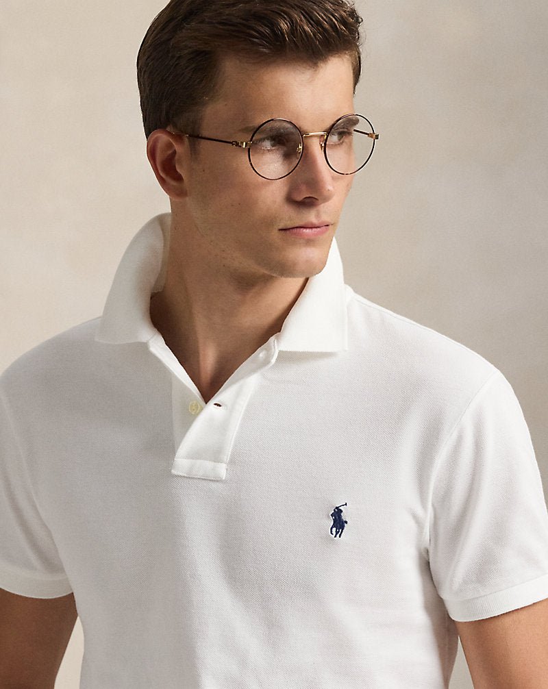 Slim Fit Mesh Polo Shirt White