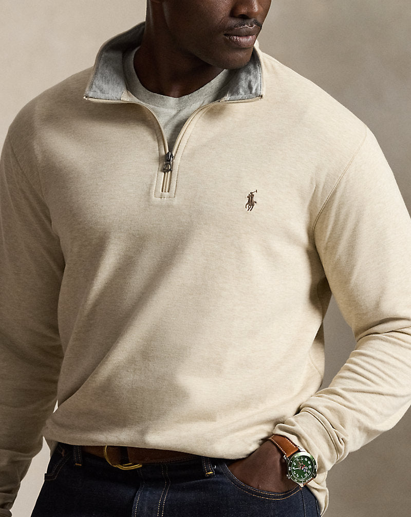 Luxury Jersey Quarter-Zip Pullover Expedition Dune Heather