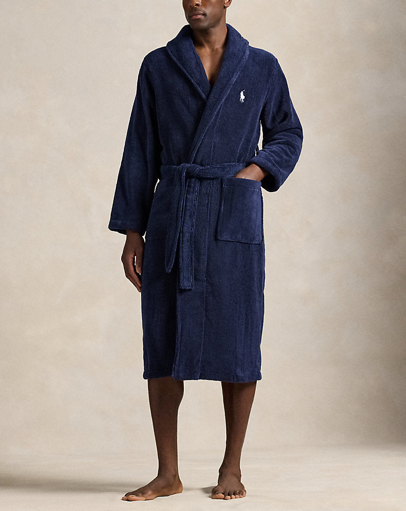 Cotton Terry Robe Cruise Navy