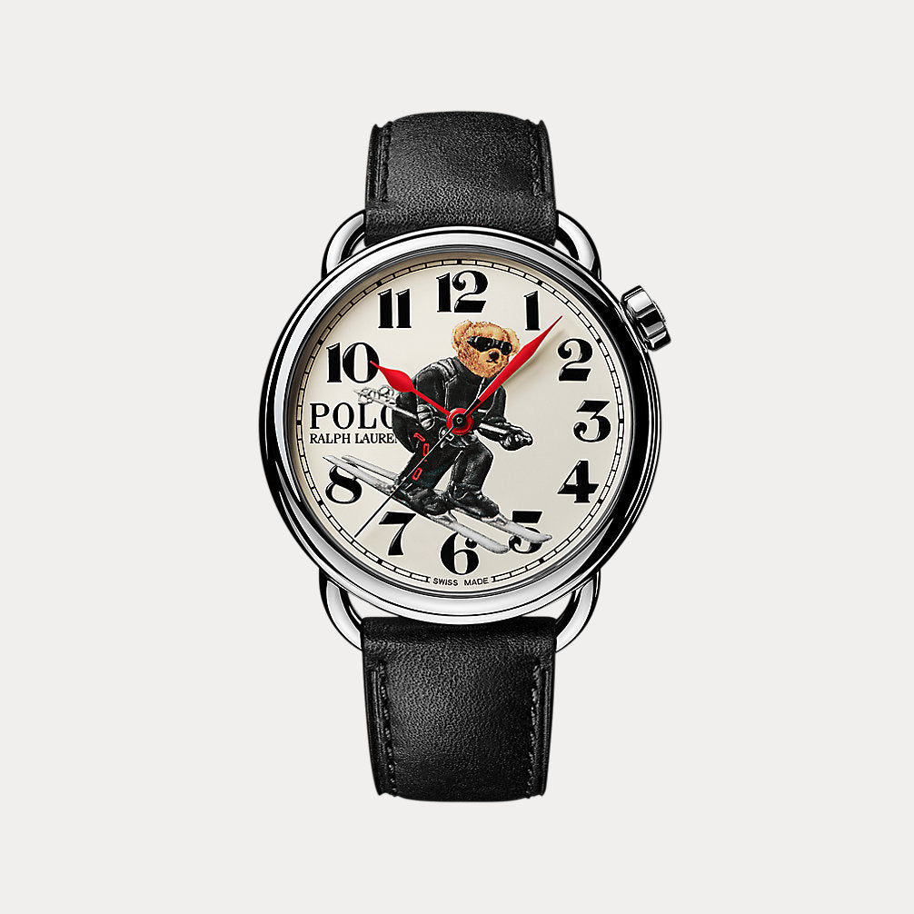 42 MM Ski Polo Bear Stahl Weißes Zifferblatt