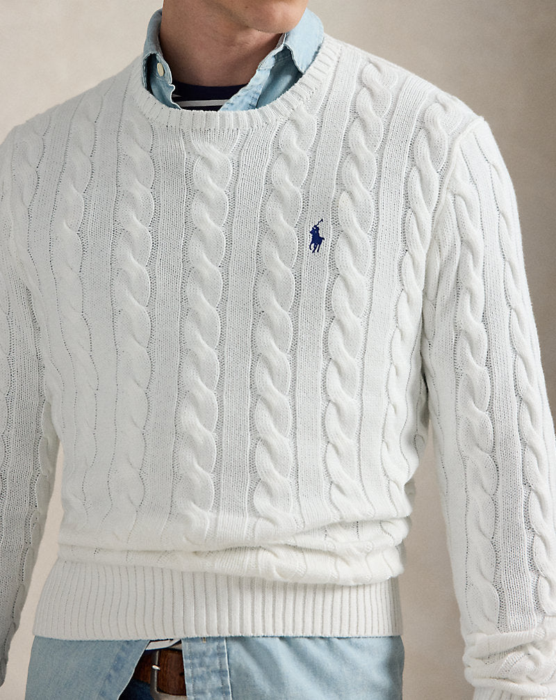 Cable-Knit Cotton Jumper White
