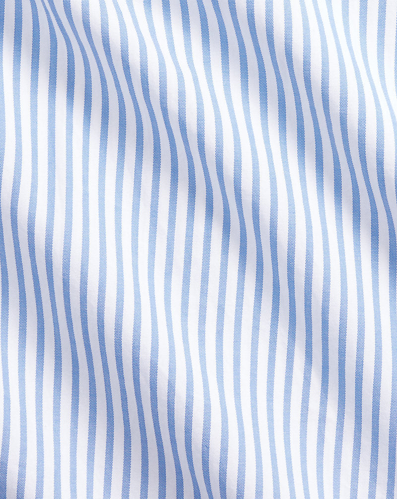 Custom Fit Striped Stretch Oxford Shirt Blue/White