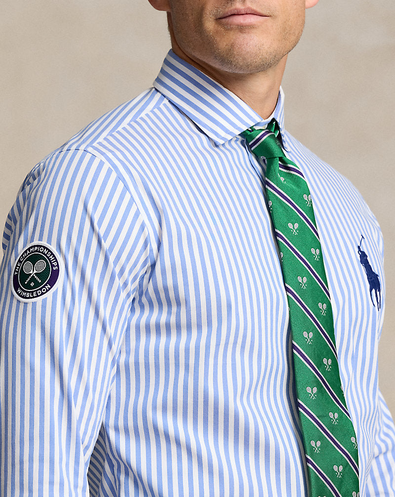 Wimbledon Striped Stretch Twill Shirt Blue/White