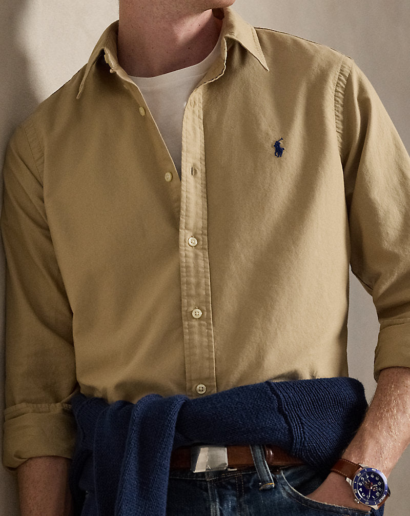 Custom Fit Garment--Dyed Oxford Hemd Surrey Tan