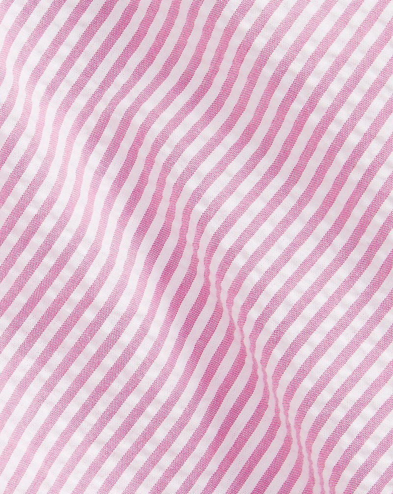 Custom Fit Seersucker Shirt Rose/White