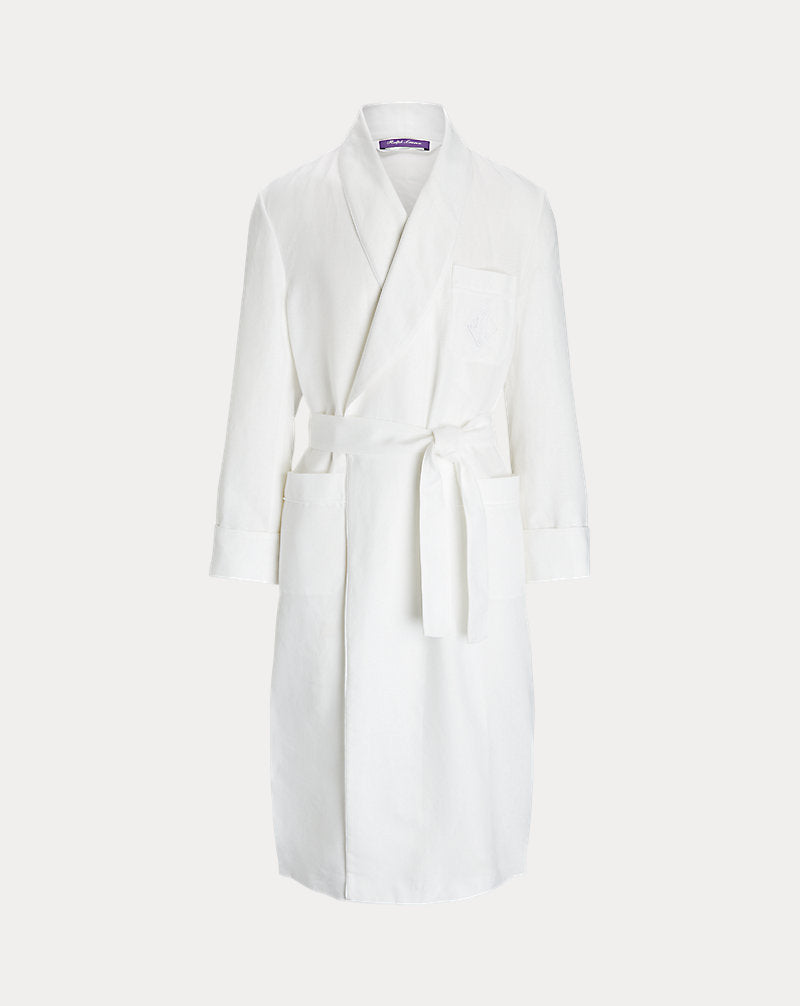 Monogram Linen Robe White