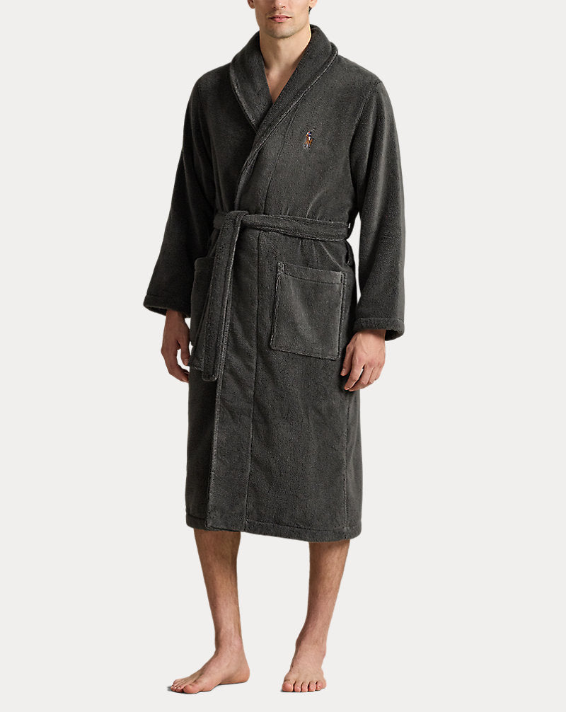 Shawl-Collar Terry Robe Dark Slate