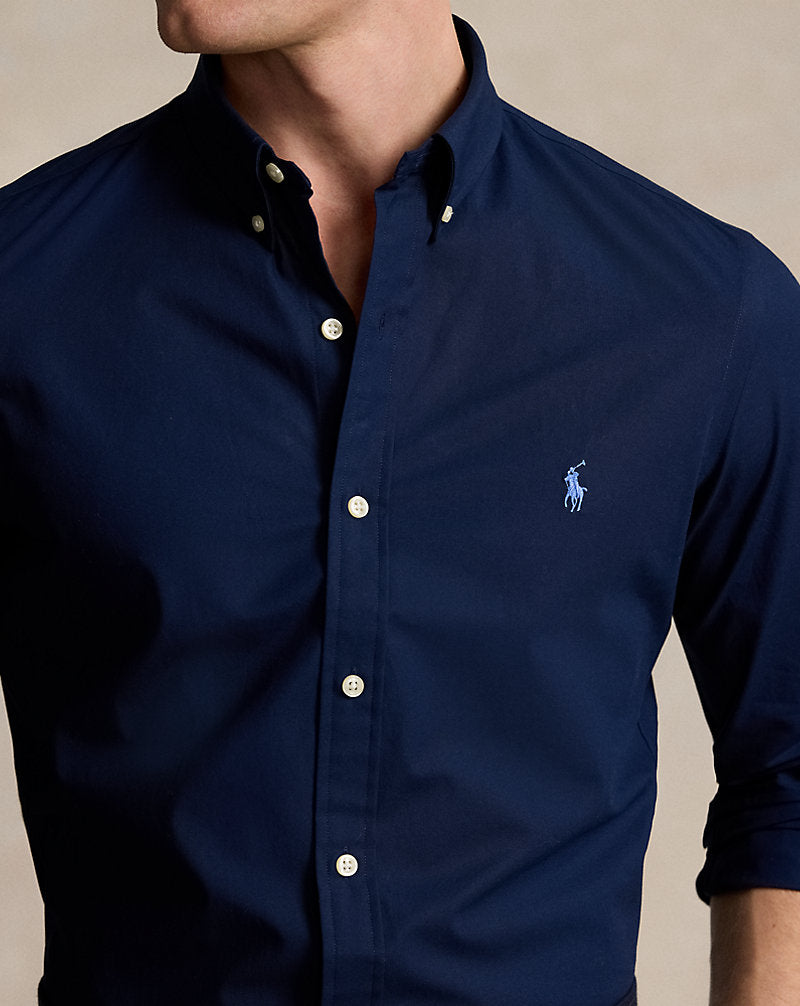 Slim Fit Stretch Poplin Shirt Newport Navy