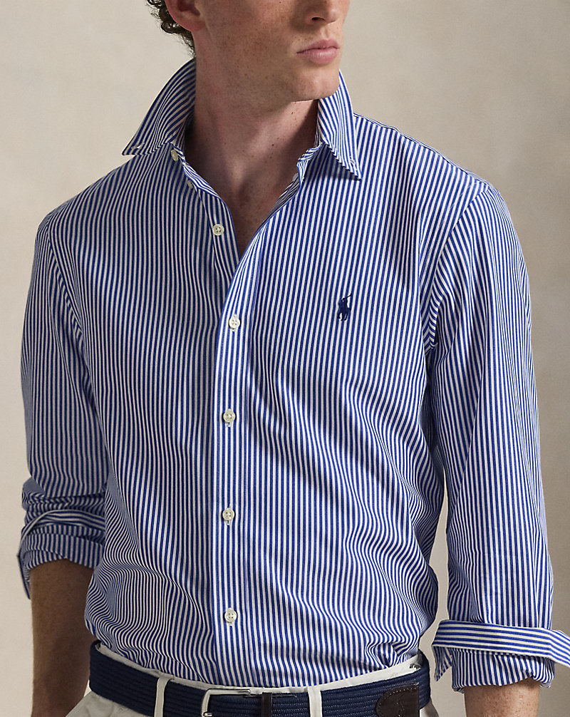 Slim Fit Striped Stretch Poplin Shirt Blue/White Bengal Stripe