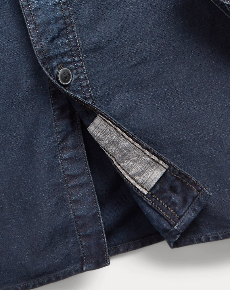 Indigo Cotton-Linen Sateen Workshirt Indigo