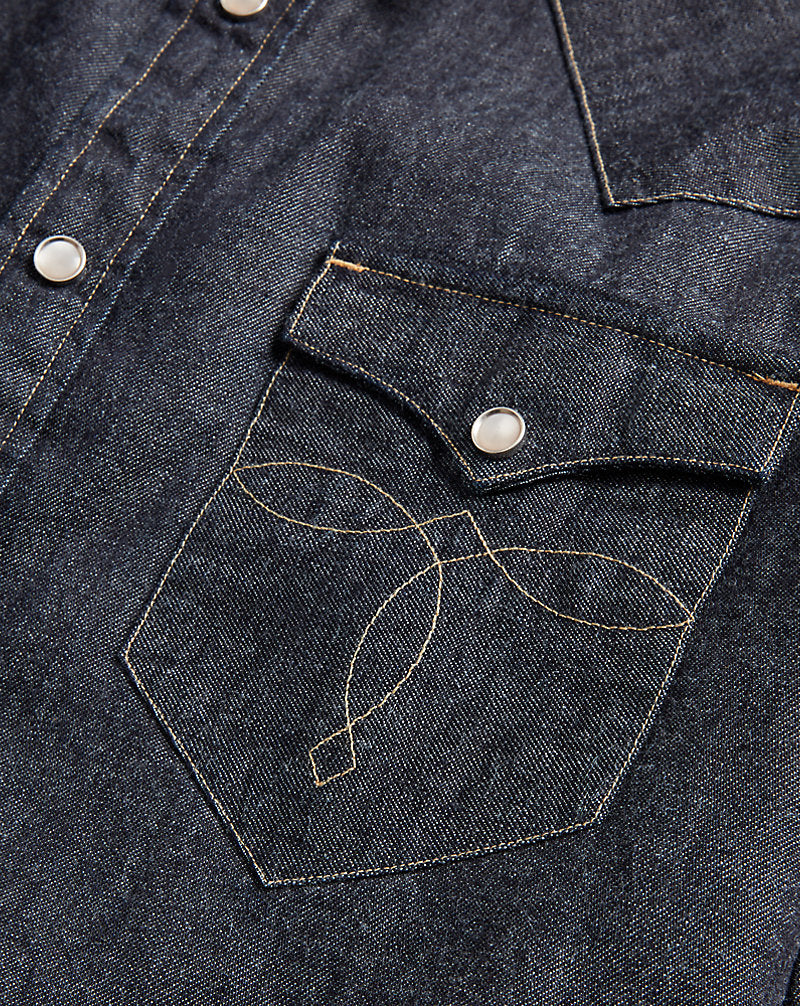 Slim Fit Denim Western Shirt Rinse