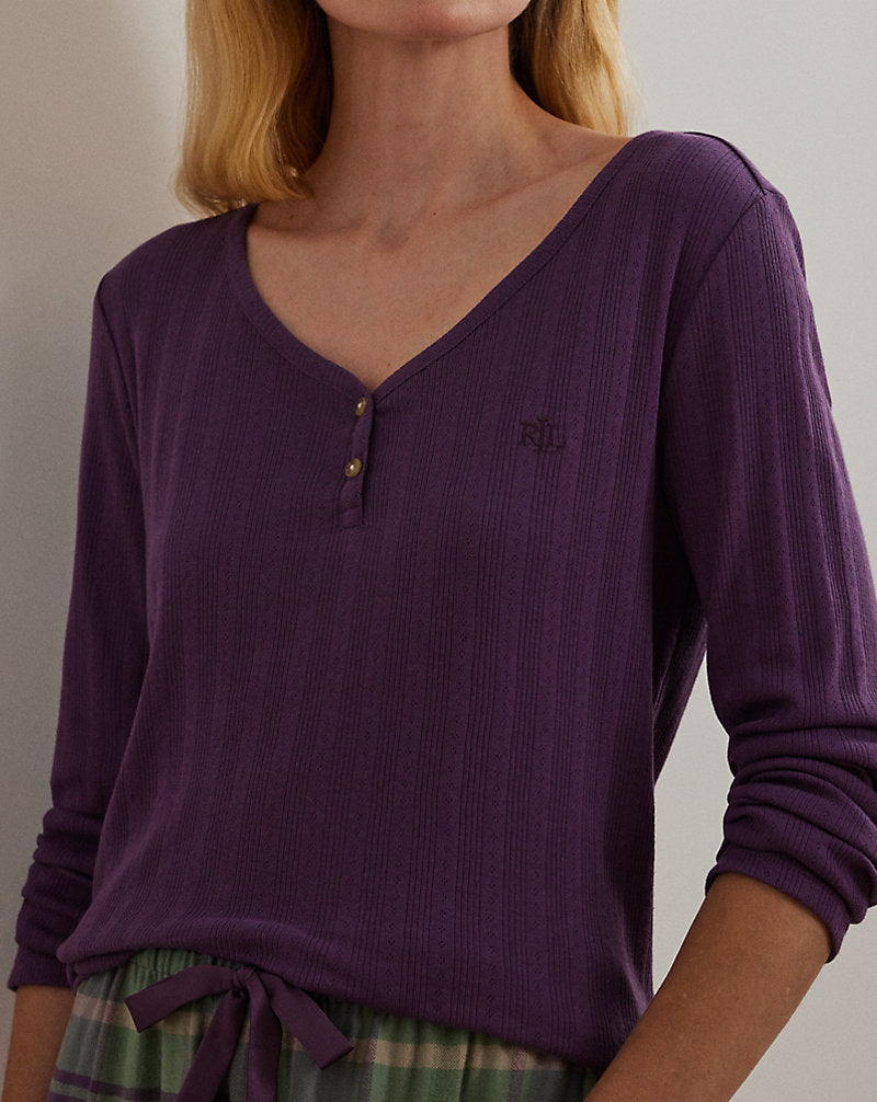 Henley Pyjama-Set aus Baumwollmischung mit Karomuster in verschiedenen Farben