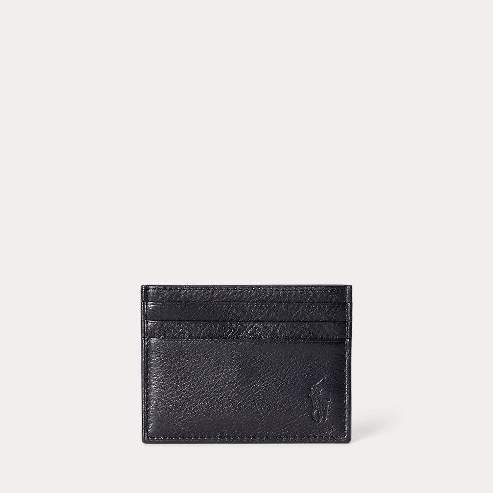 Pebbled Leather Card Case Black