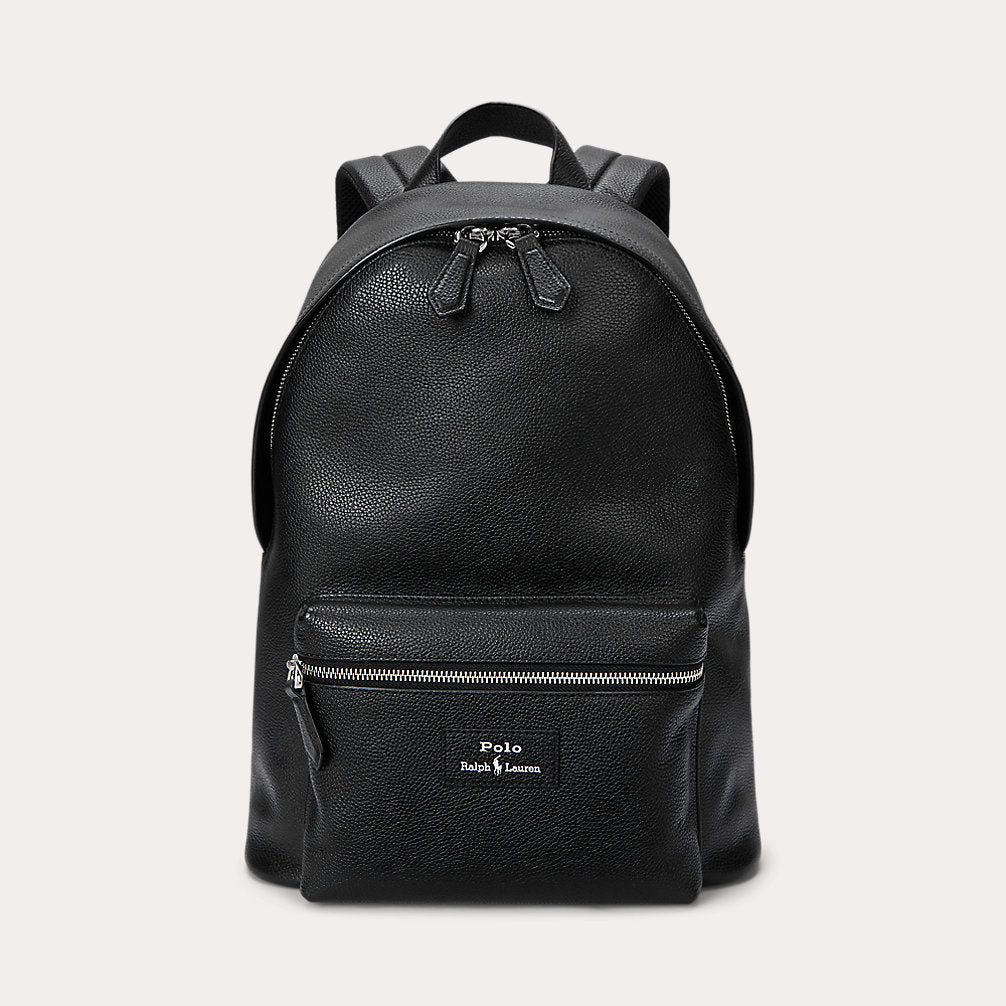 Pebbled Leather Backpack Black