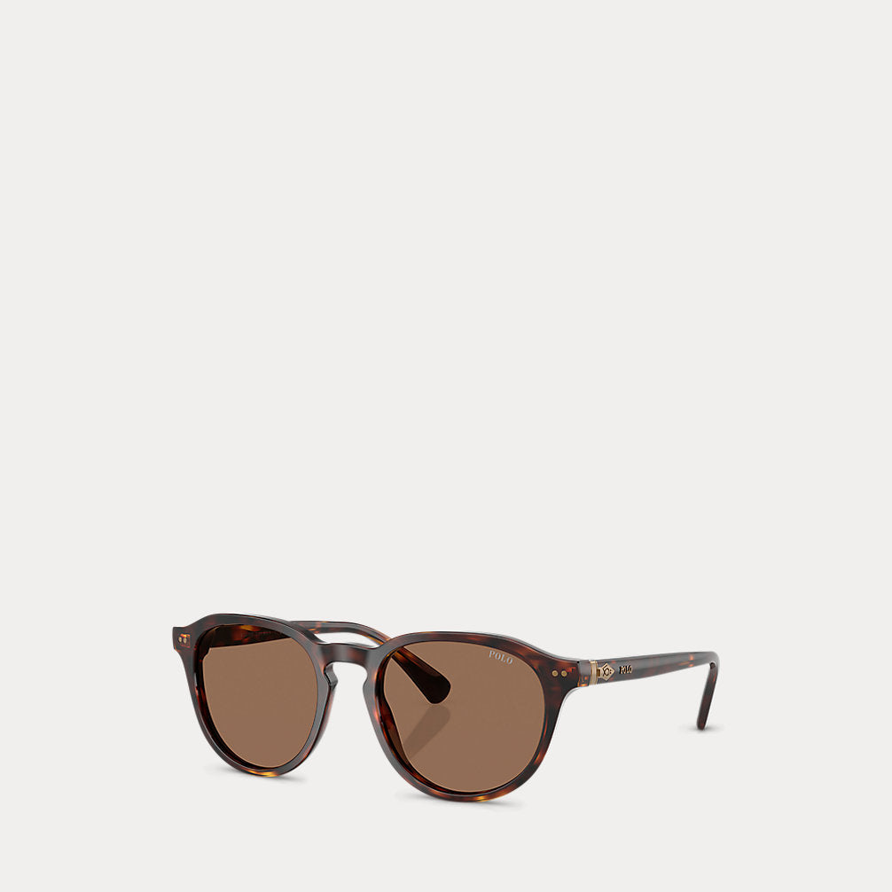 Heritage Pen-Hinge Round Sunglasses Shiny Brown Tortoise