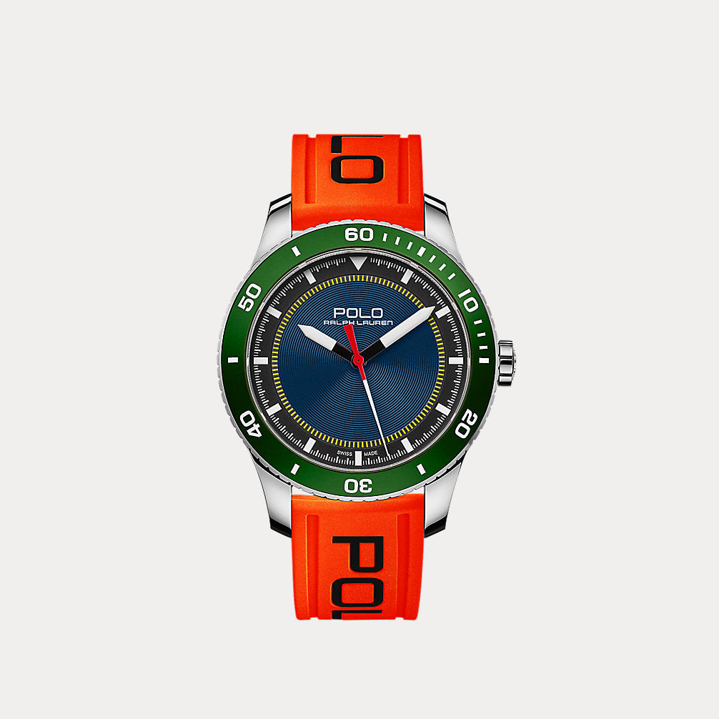 42 MM Polo Sport Steel Watch Blue Dial/Green Bezel
