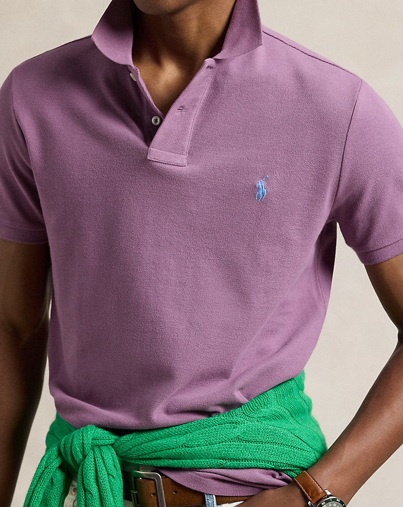 Custom Slim Fit Mesh Polo Shirt Tea Rose