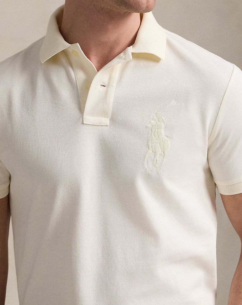 Custom Slim Fit Big Pony Mesh Polo Shirt Clubhouse Cream