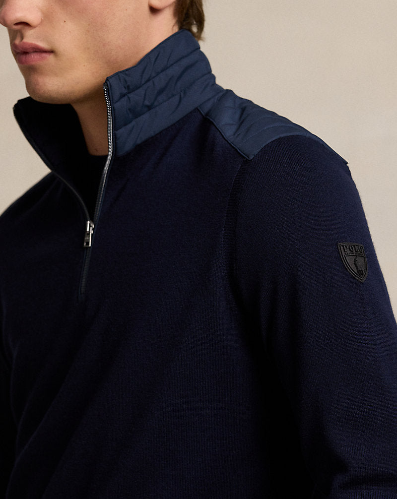 Hybrid Quarter-Zip Mockneck Jumper Piper Navy