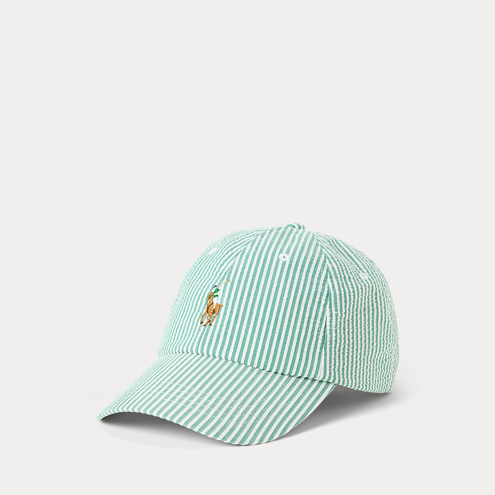 Seersucker Ball Cap Raft Green Seersucker