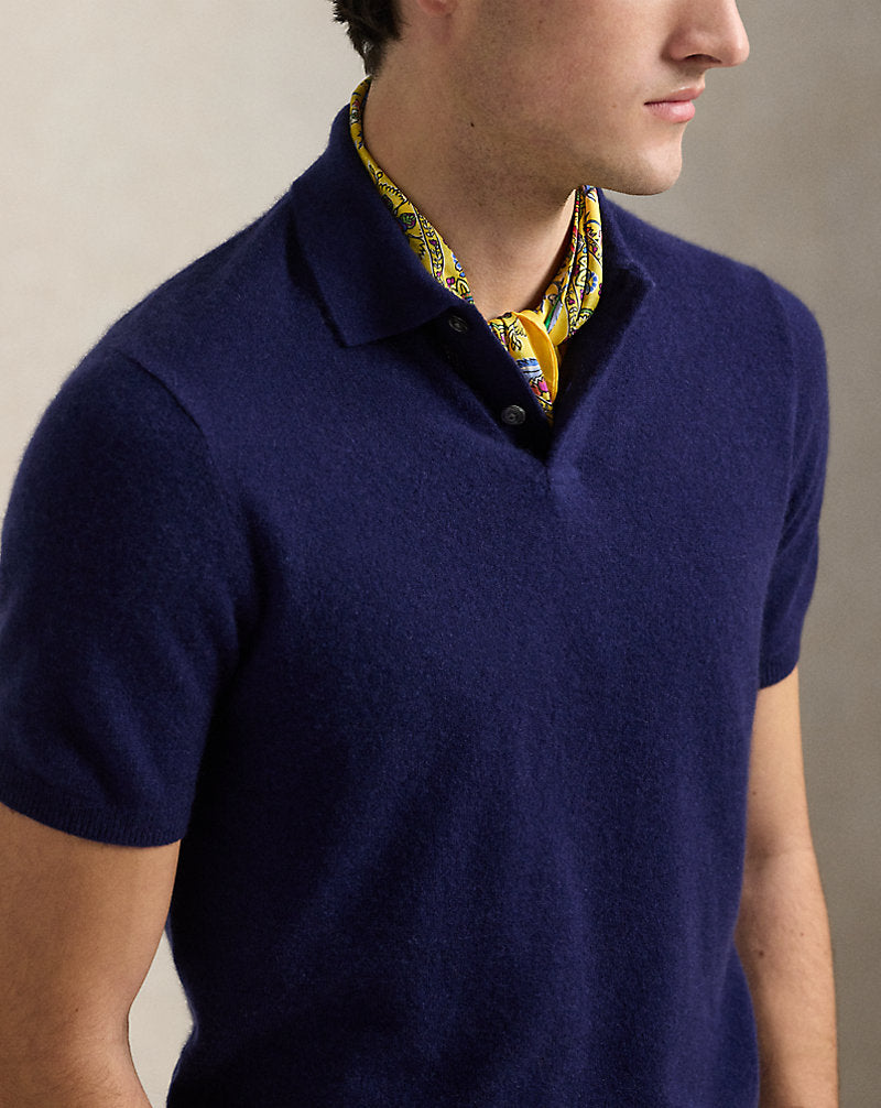 Cashmere Polo-Collar Jumper Bright Navy