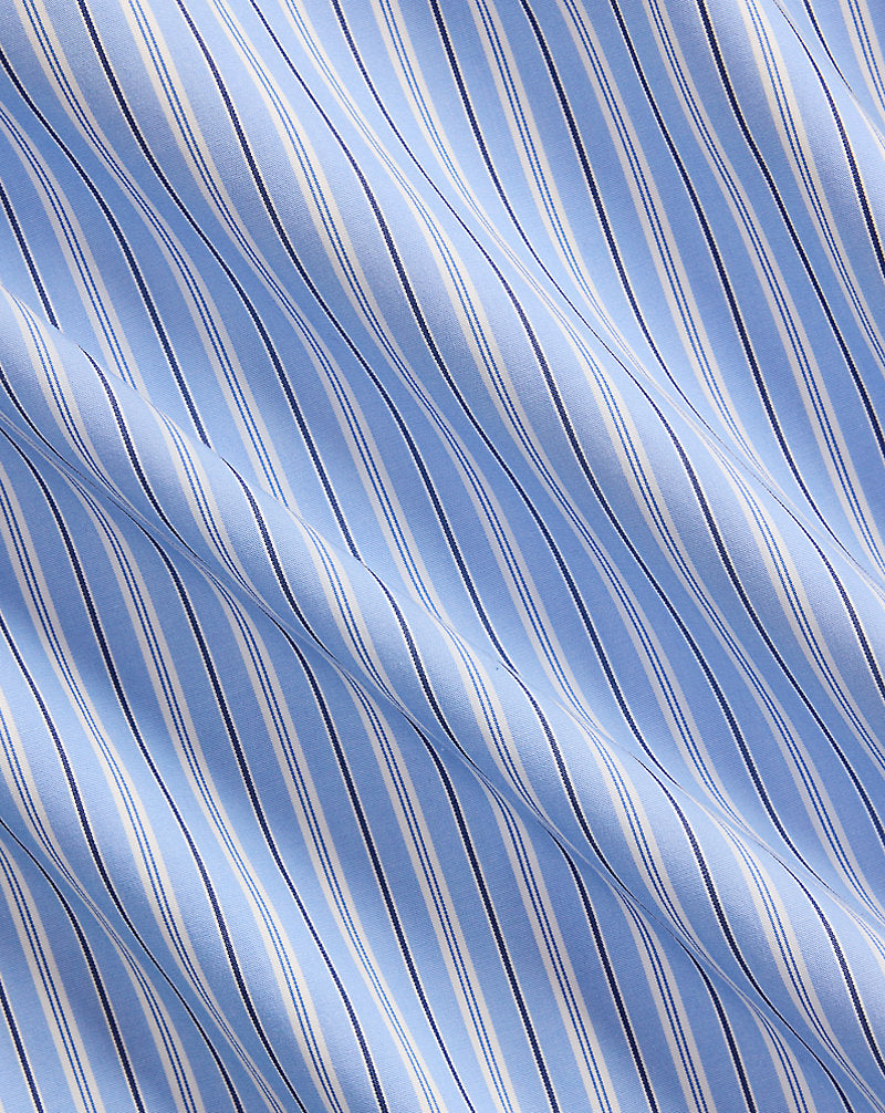 Custom Fit Striped Stretch Poplin Shirt Blue Multi