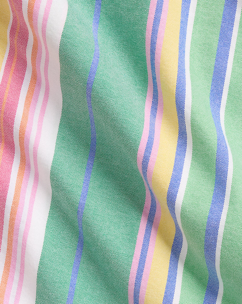 Custom Fit Striped Oxford Shirt Green Blue Multi
