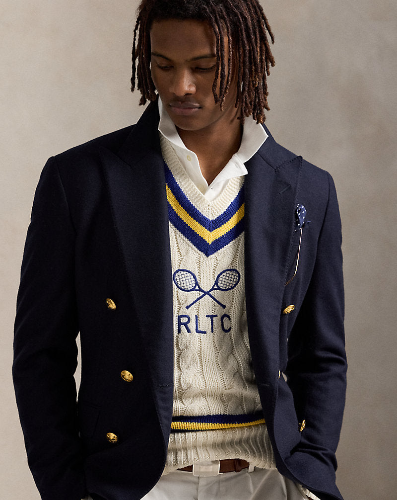 Embroidered Cotton-Blend Cricket Jumper Cream Combo