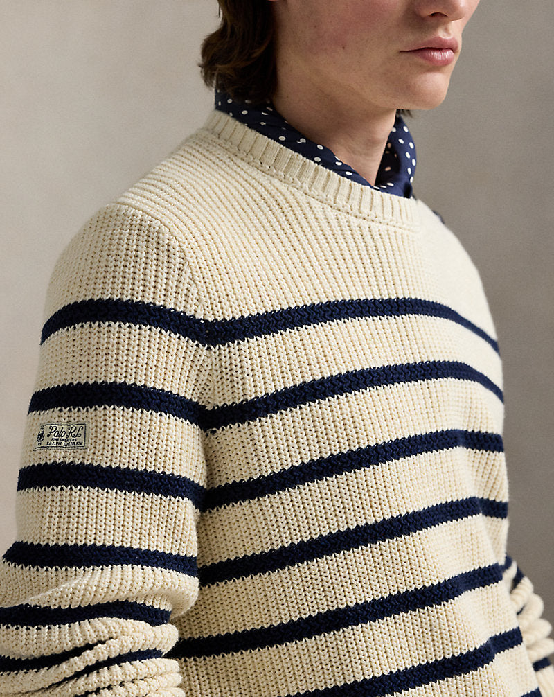 Striped Cotton-Linen Jumper Cream Combo