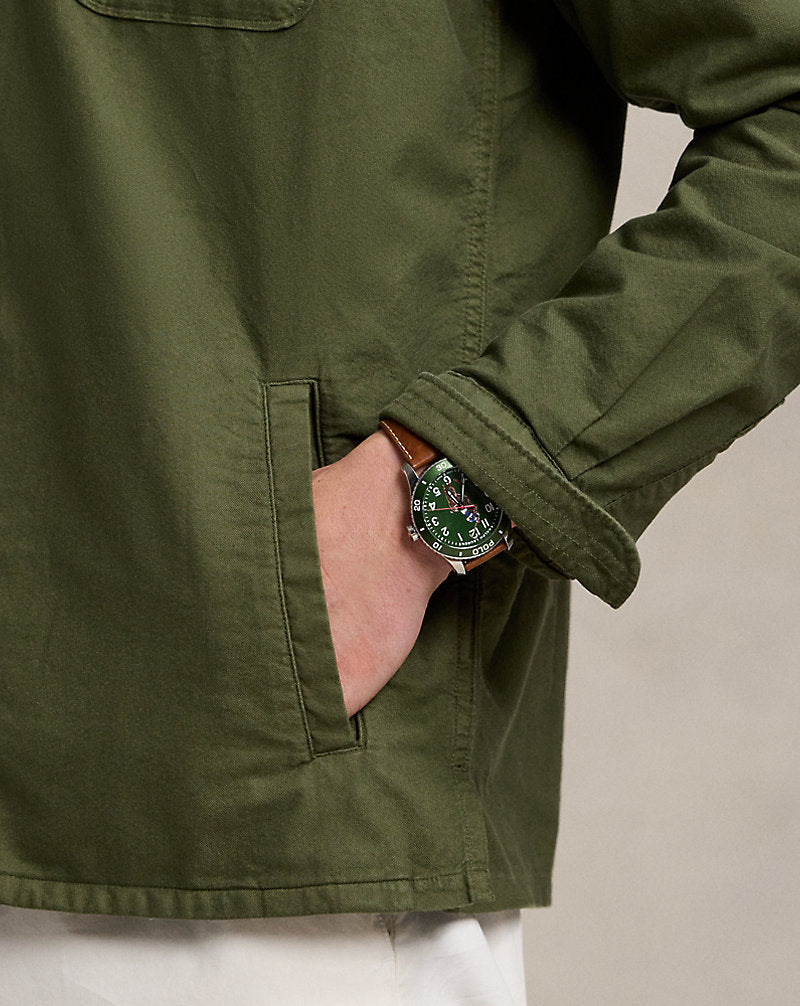 Garment-Dyed Oxford Overshirt New Olive