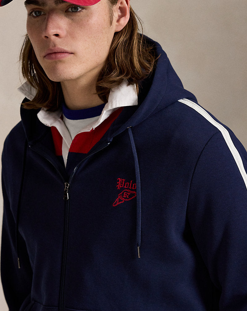 Logo Double-Knit Mesh Hoodie Cruise Navy Multi