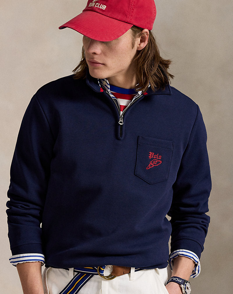 Double-Knit Mesh Collared Sweatshirt Cruise Navy Multi