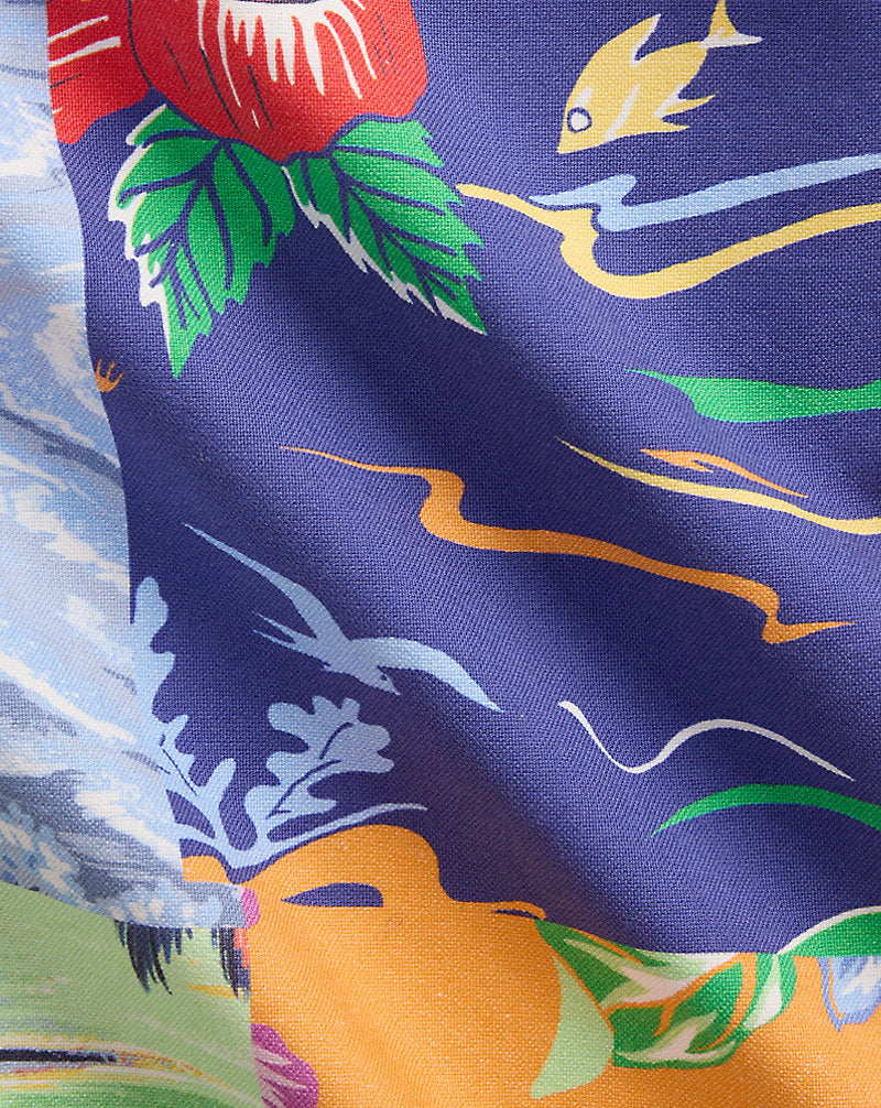 Classic Fit Patchwork-Print Oxford Shirt Beach Bazaar Patchwork