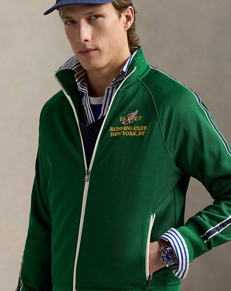 Embroidered Plaited Tricot Track Jacket Tennis Green