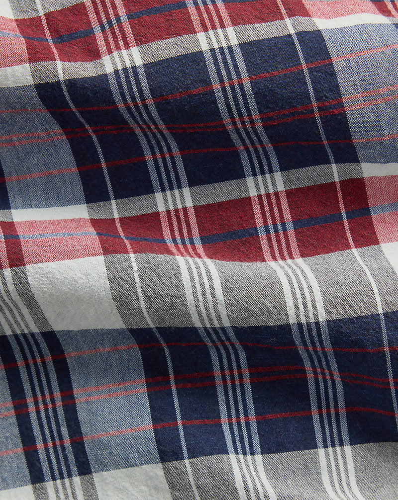 Classic Fit Indigo Madras Shirt Indigo/Red Multi