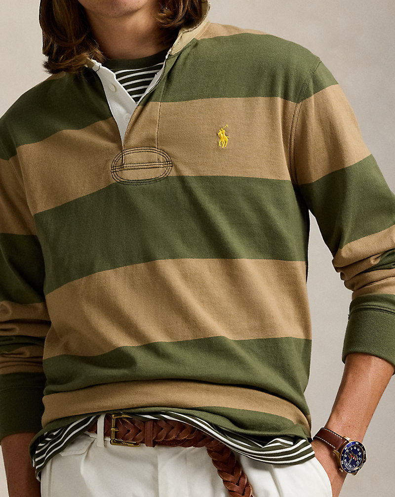 Classic Fit Khaki-Collar Rugby Shirt New Olive/Montana Khaki