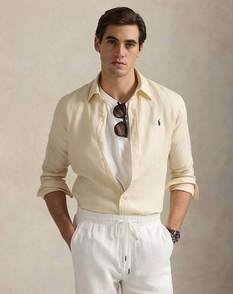 Slim Fit Linen Shirt Full Cream