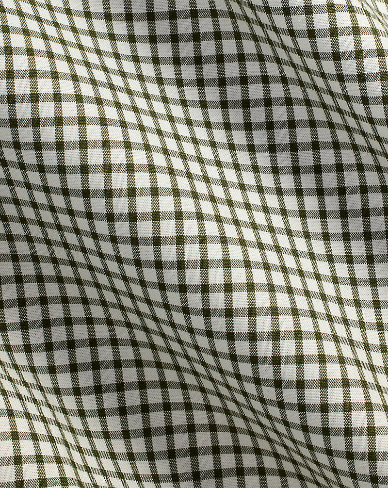 Custom Fit Checked Stretch Poplin Shirt White New Olive