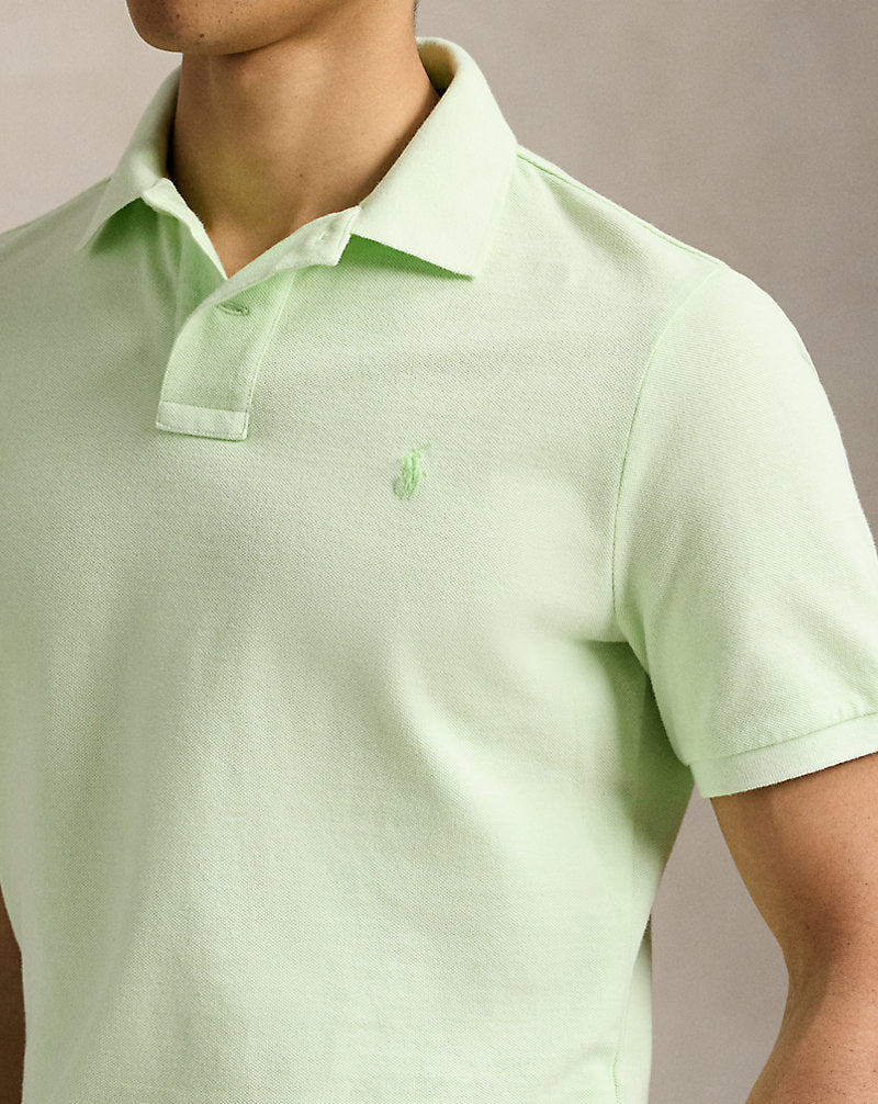 Custom Slim Mineral-Dyed Mesh Polo Shirt Leaf