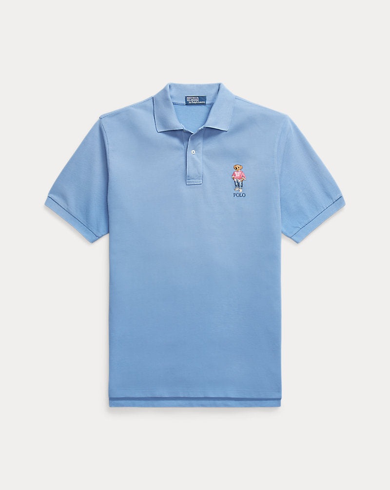 Custom Slim Polo Bear Mesh Polo Shirt Blue Surf Club Jeep Bear