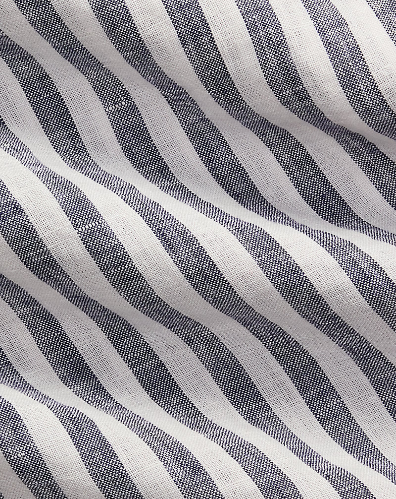Custom Fit Striped Linen Shirt Navy/White