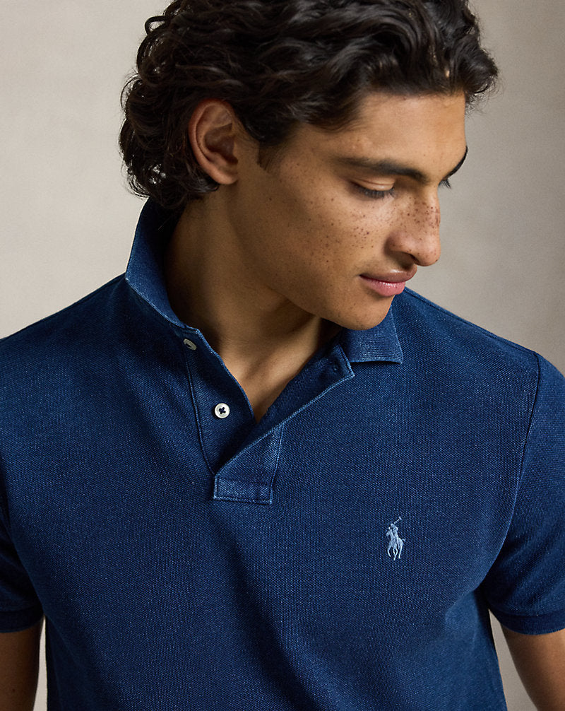 Classic Fit Indigo Mesh Polo Shirt Dark Indigo