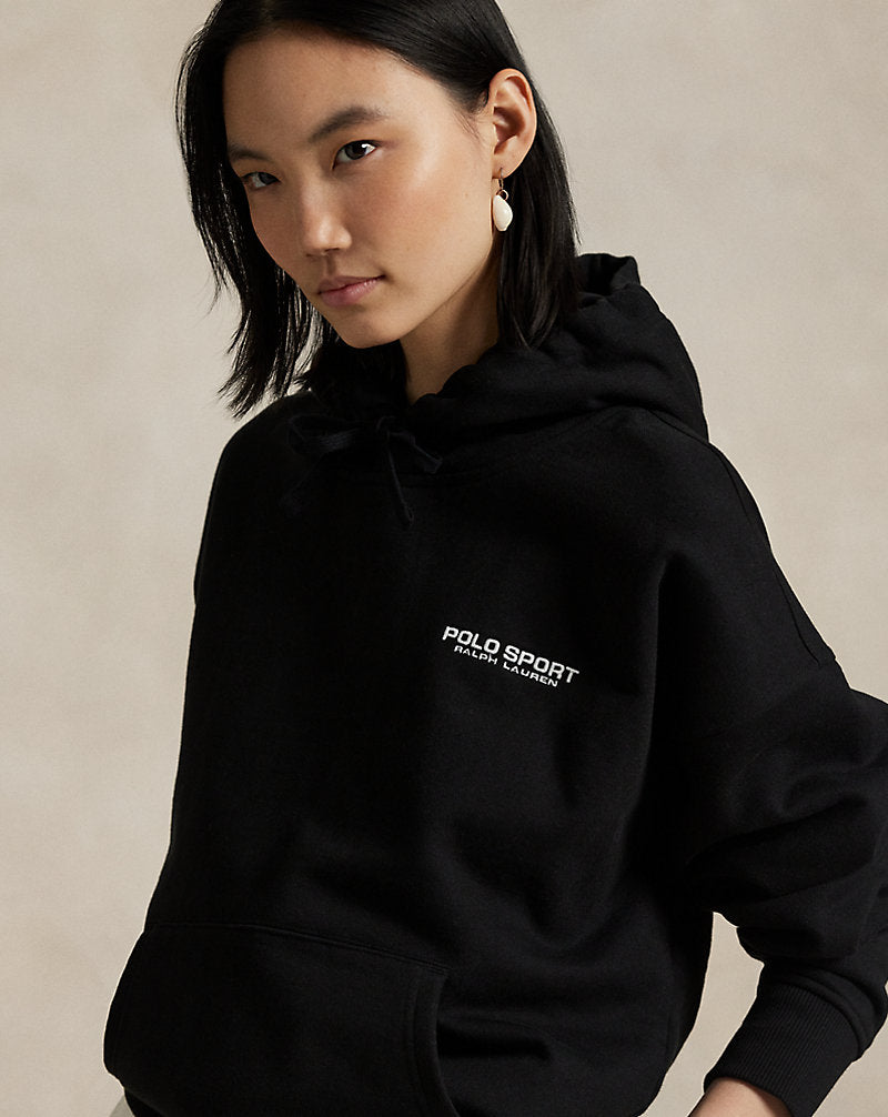 Relaxed Fit Polo Sport Fleece Hoodie Polo Black