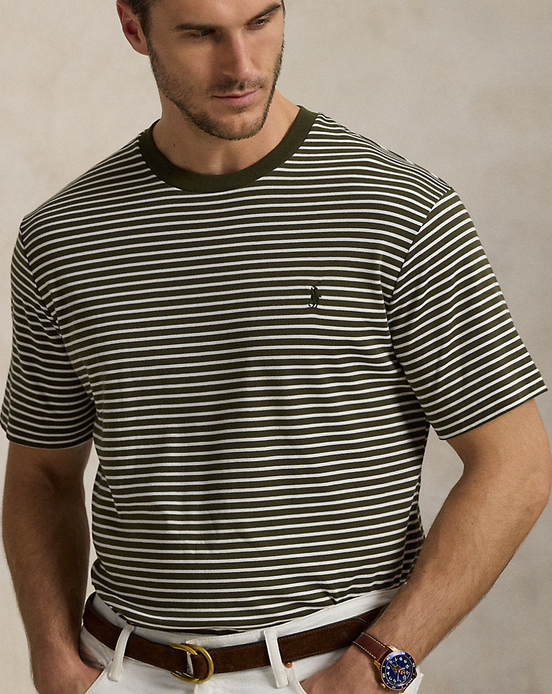 Striped Soft Cotton T-Shirt Armadillo/White