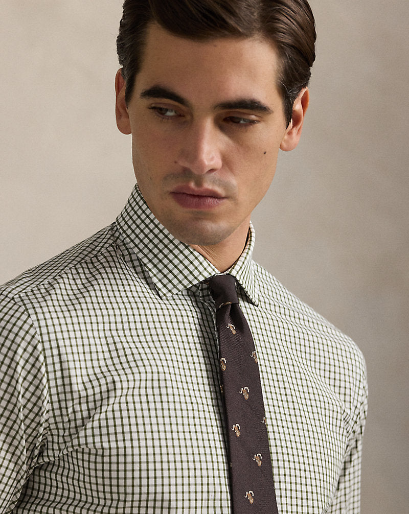 Custom Fit Tattersall Poplin Shirt White New Olive