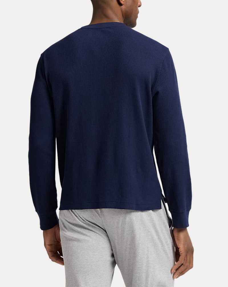 Waffle-Knit Henley Sleep Shirt Cruise Navy
